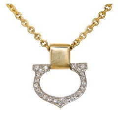 CARTIER Gold and Diamond  "C" Pendant