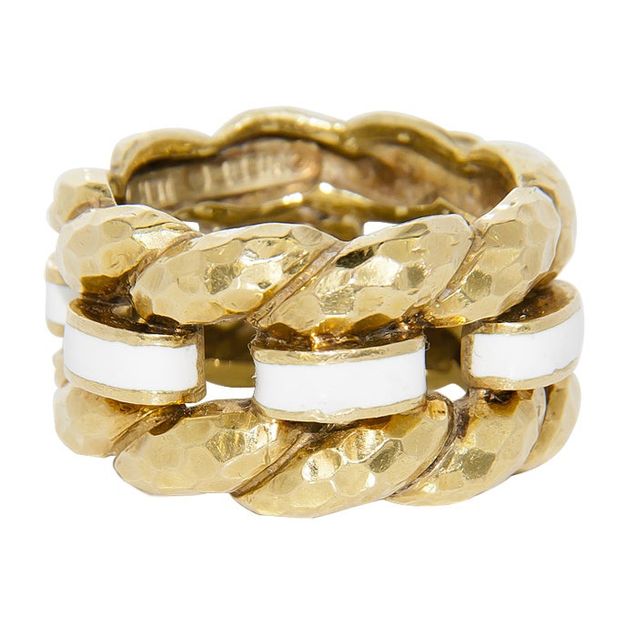 DAVID WEBB Gold and Enamel wide Band Ring