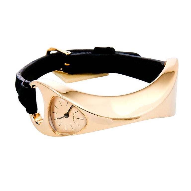 TIFFANY & CO. Gold 1960s Bone Cuff Watch