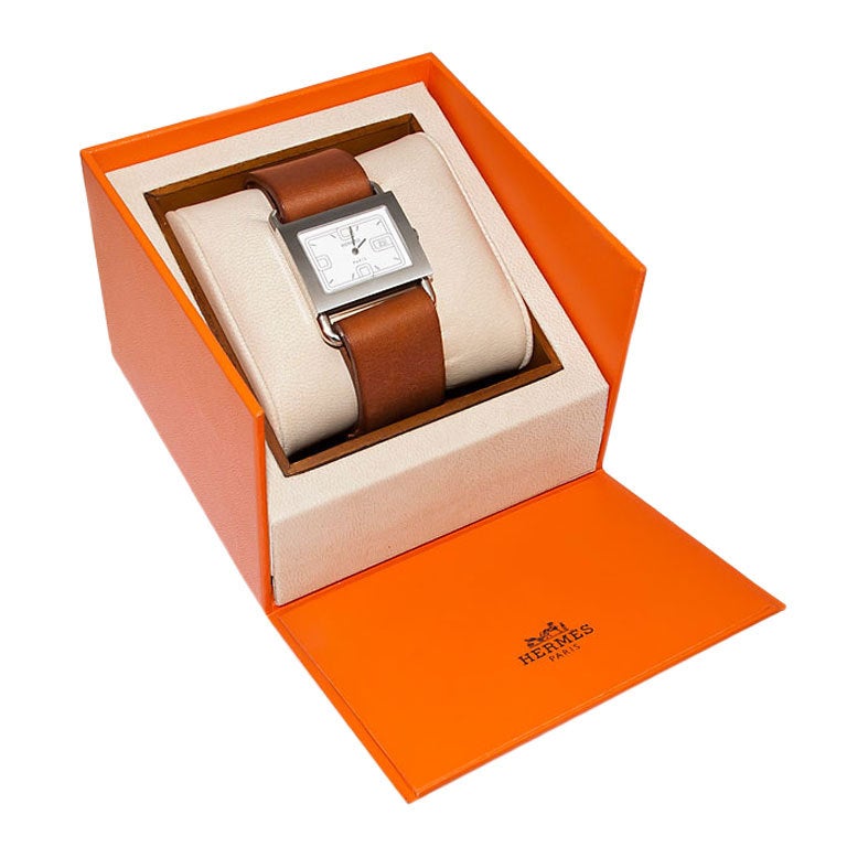 HERMES Barenia Steel Wrist Watch