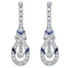 Art Deco Platinum & Diamond Ear pendants