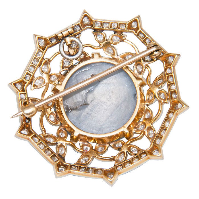 Edwardian J.E.CALDWELL Star Sapphire Diamond Pin-Pendant