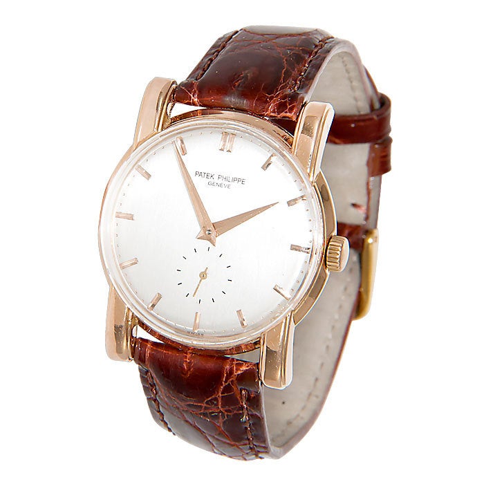 PATEK PHILIPPE Rose Gold Wristwatch with Large Lugs circa 1940s