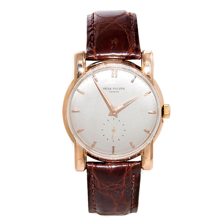 PATEK PHILIPPE Rose Gold Wristwatch with Large Lugs circa 1940s