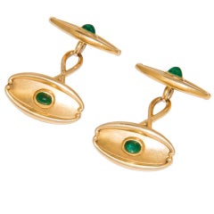 TIFFANY & CO  Gold and Emerald Cufflinks