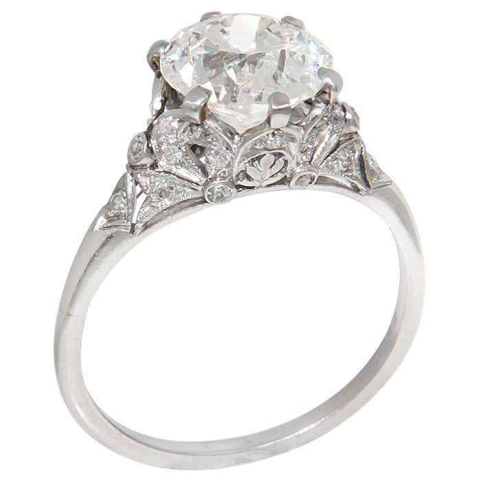 Edwardian Antique 2.94 Carat Diamond Engagement Ring