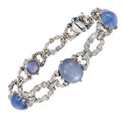 Art  Deco Diamond and Star Sapphire Bracelet