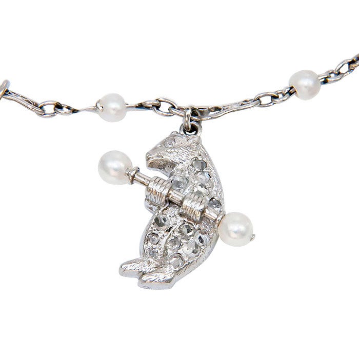 SHREVE & CO. Art Deco Diamond Platinum Charm Bracelet 1