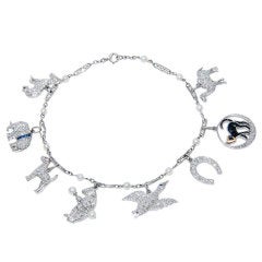 SHREVE & CO. Art Deco Diamond Platinum Charm Bracelet