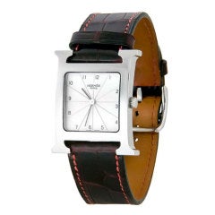 HERMES Stainless Steel Mid-Sized "H" Watch