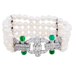 Art Deco Pearl and Diamond Bracelet