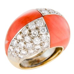 Fabulous Diamond and Coral Dome Ring