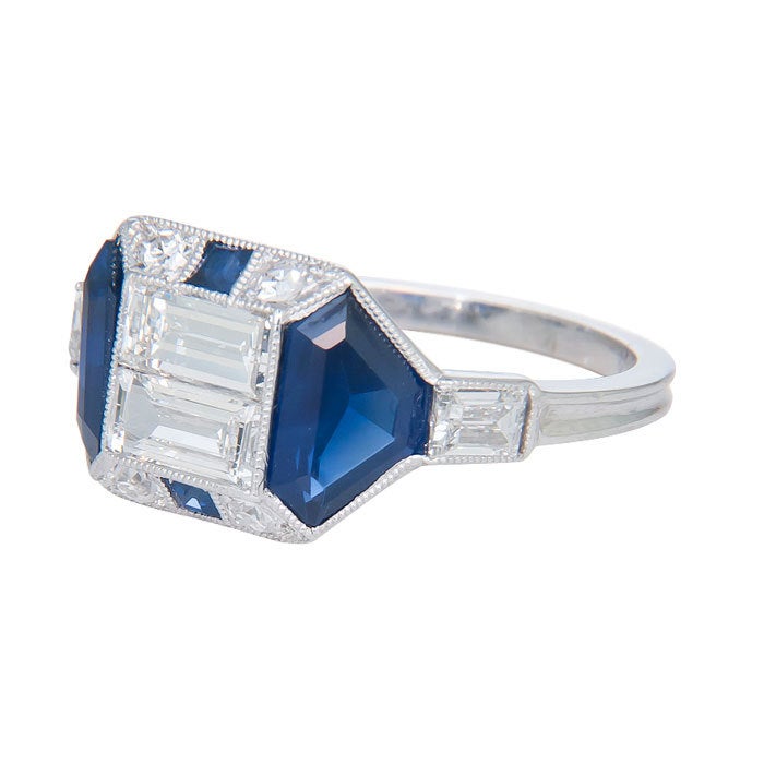 Fabulous Art Deco Diamond & Sapphire Ring 1