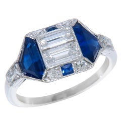 Vintage Fabulous Art Deco Diamond & Sapphire Ring