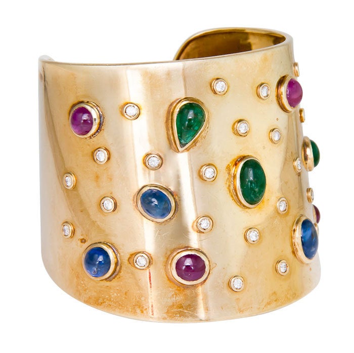 CHANTECLER of Capri Gem Set Cuff Bracelet