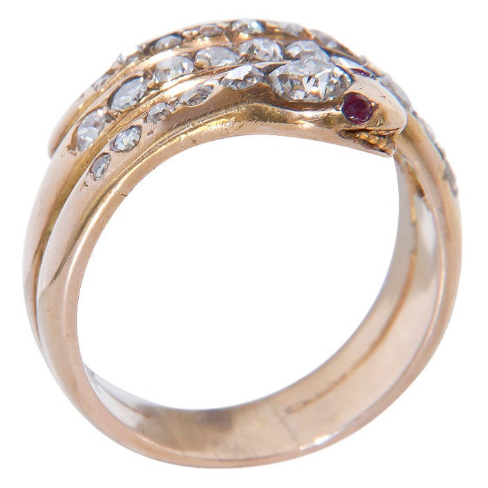 Victorian Antique Diamond Snake Ring