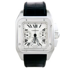 CARTIER Stainless Steel Santos 100 Chronograph Wristwatch circa 2000s