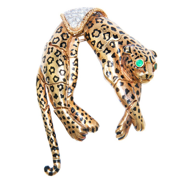 DAVID WEBB Articulated Leopard Brooch