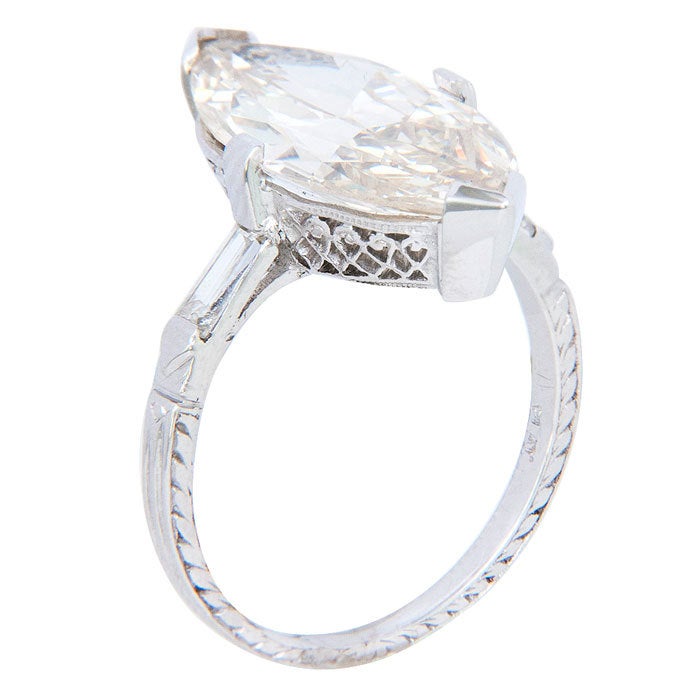 Women's Art Deco 5.40 Carat Marquise Diamond Ring