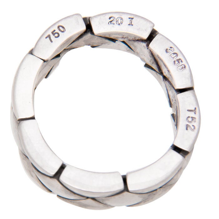 18K White Gold Matelasse Ring by Chanel. Signed and Numbered, Finger Size = 7 1/2