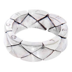 CHANEL Matelasse White Gold Ring