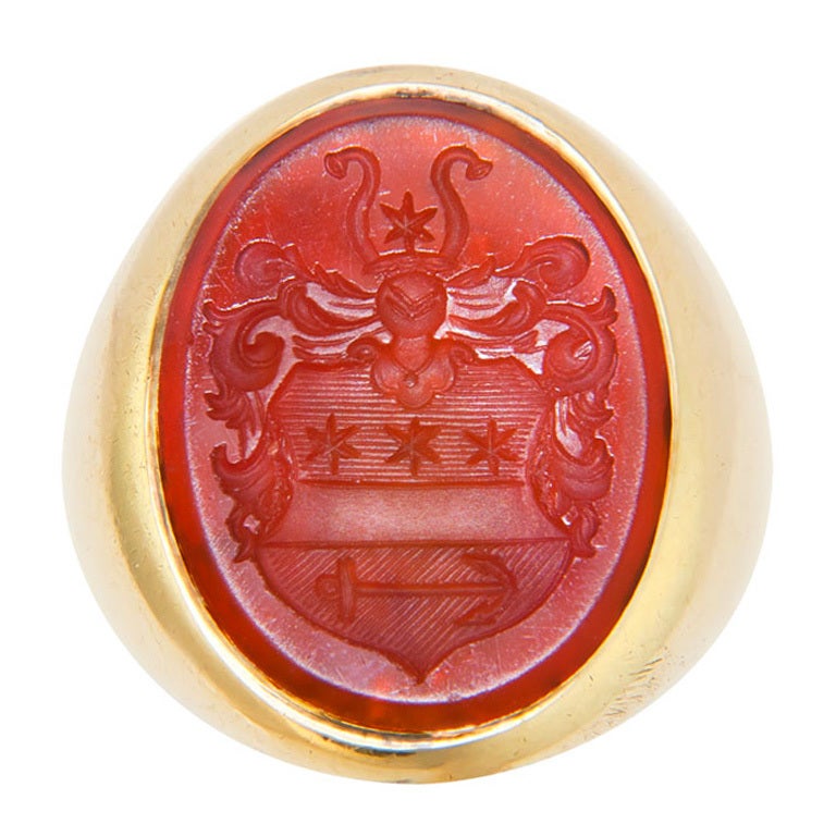 Antique Gold & Hard Stone Intaglio Ring