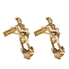 Yellow Gold Figural Poseidon Cufflinks