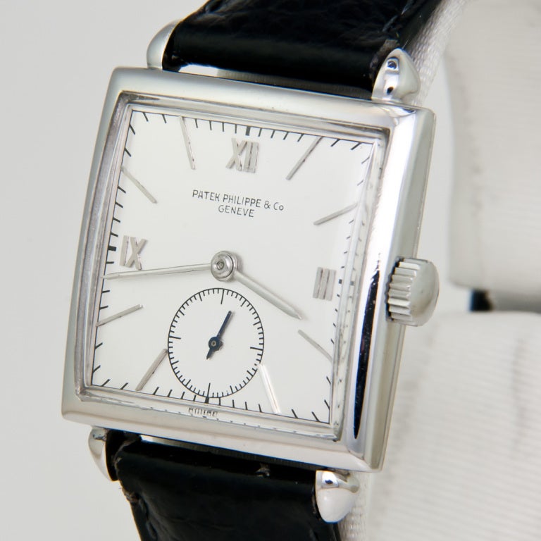 Quadratische Patek Philippe Ref 1432 Edelstahl-Armbanduhr, ca. 1944 im Zustand „Hervorragend“ in Chicago, IL