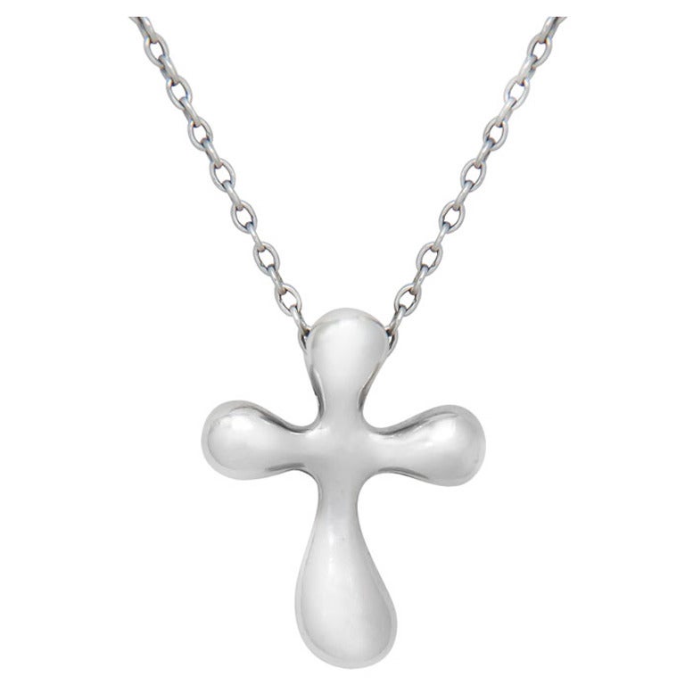 TIFFANY & CO. ELSA PERETTI Platinum Cross Pendant