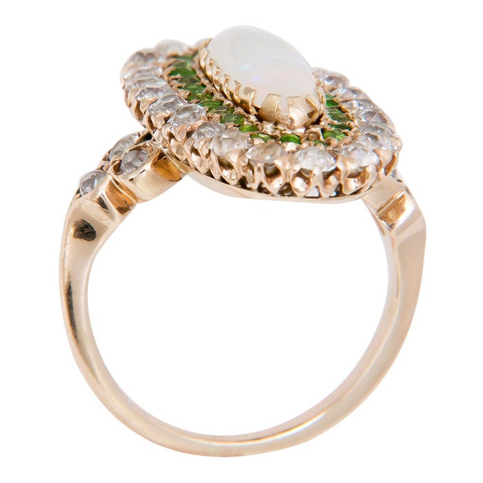 antique demantoid garnet ring