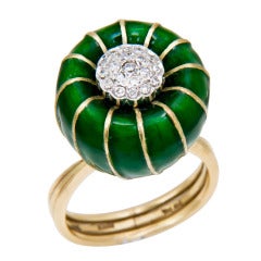 1970s Gold and Enamel Flower Ring by Toliro