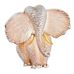 HENRY DUNAY Gold and Silver Elephant Brooch