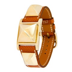 Hermes Lady's Gilt Medor Wristwatch