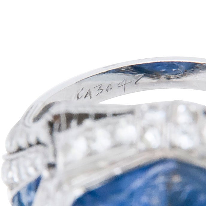 Women's Carved Sapphire Art Deco Ring