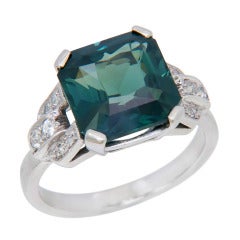 Platinum and Green Ceylon Sapphire Ring