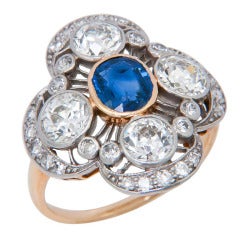 Vintage Edwardian Diamond and Sapphire Ring