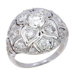 Großer Edwardianischer Platin & Diamant Dome Ring