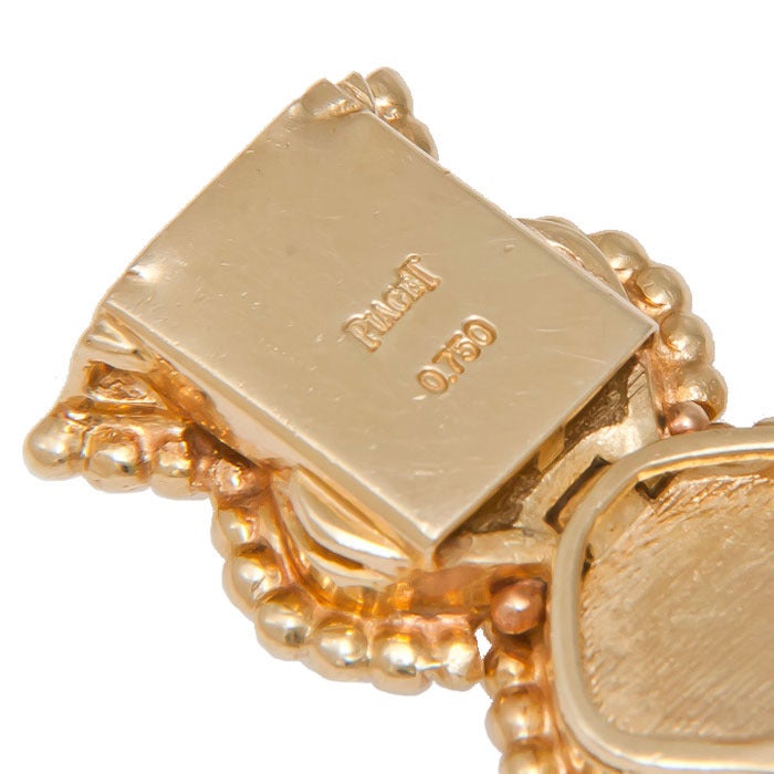 Piaget Lady's Yellow Gold, Coral and Onyx Bracelet Watch circa 1980 1