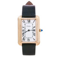 Cartier Large Gilt Metal Stepped-Case Wristwatch circa 1970s