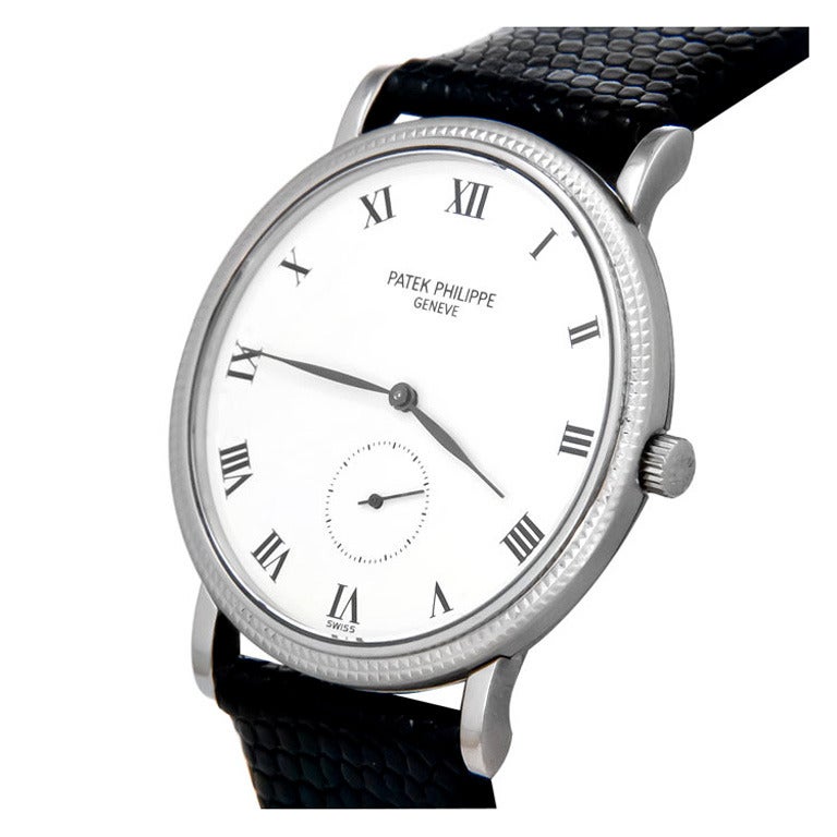 Patek Philippe White Gold Calatrava Wristwatch with Hobnail Bezel Ref 3919