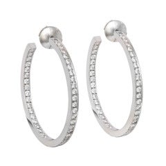 Cartier Diamond and White Gold Hoop Earrings