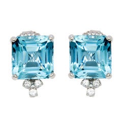 Fine Color Aquamarine Earrings at 1stDibs