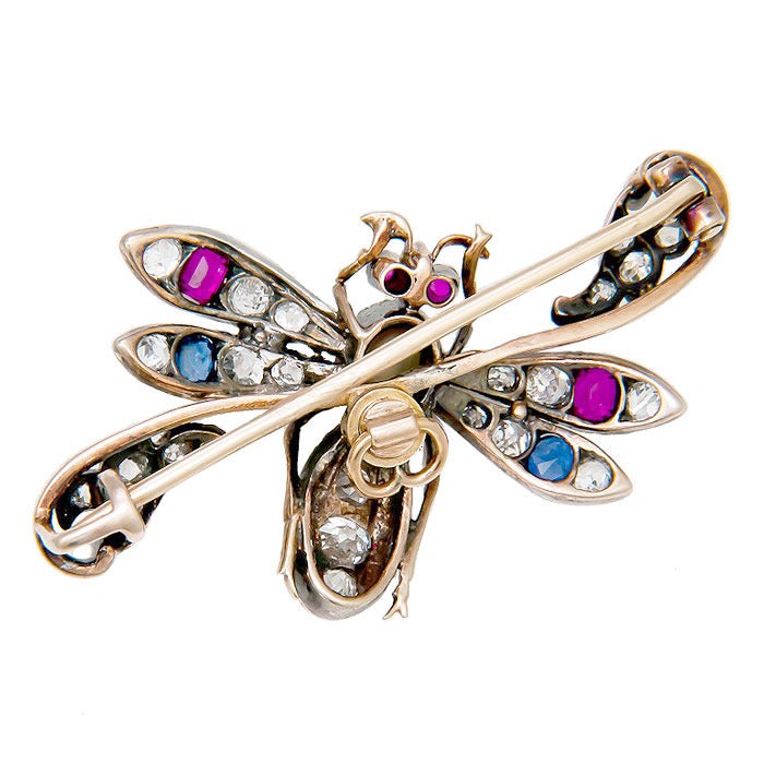 Victorian Precious Gem Set Bug Brooch
