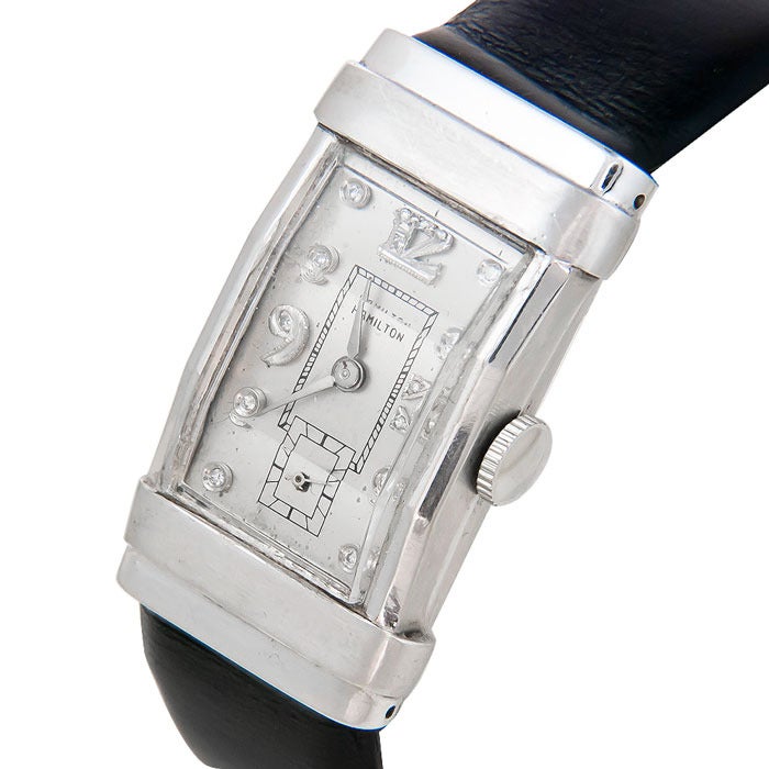 Hamilton White Gold and Diamond Top Hat Wristwatch