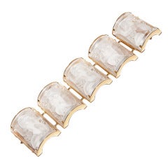 Lalique Enfants Crystal & Gilt Metal Bracelet