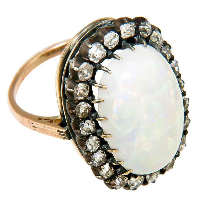 Victorian Edwardian Opal and Diamond Ring