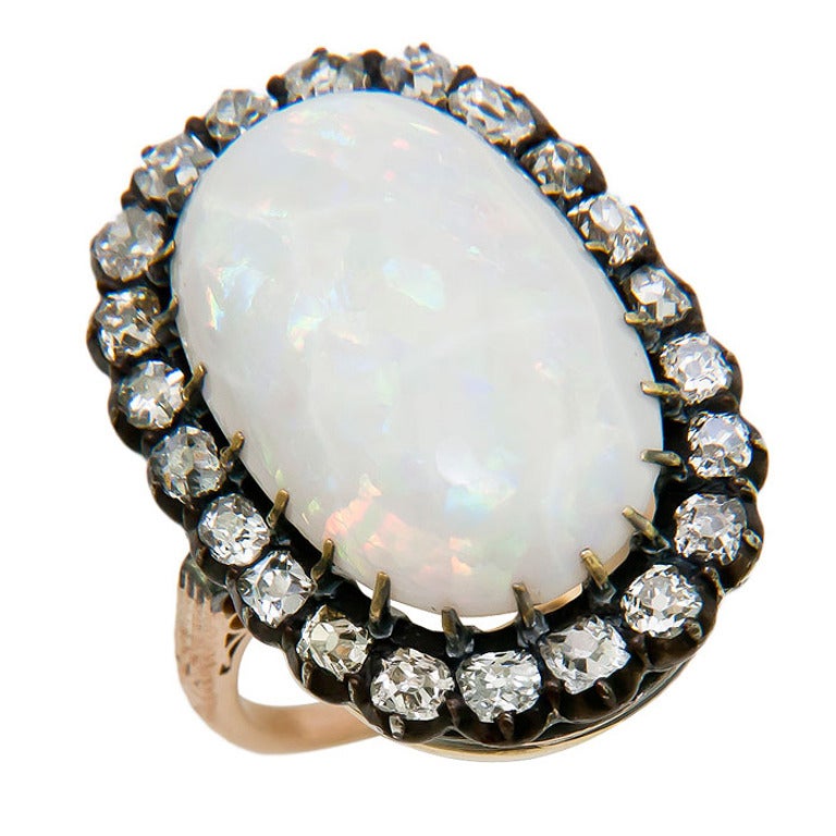 Edwardian Opal and Diamond Ring