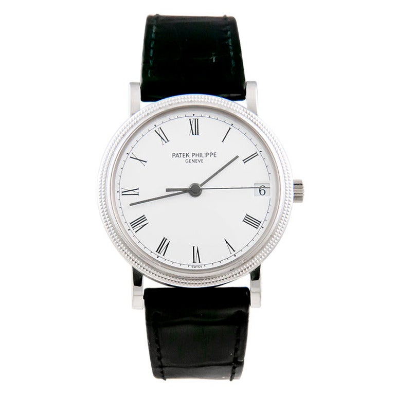 Patek Philippe White Gold Calatrava Wristwatch with Date Ref 3802