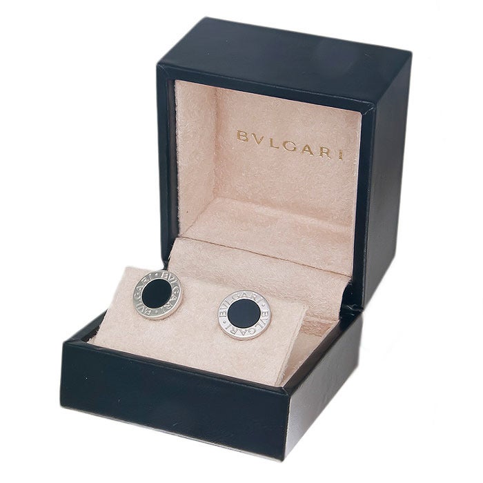 18K White Gold and Black Onyx Earrings from the Bulgari Bulgari collection. Posts with locking Backs. New in Original Gift Box, never worn.