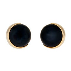 Gucci Onyx Yellow Gold Ear Clips